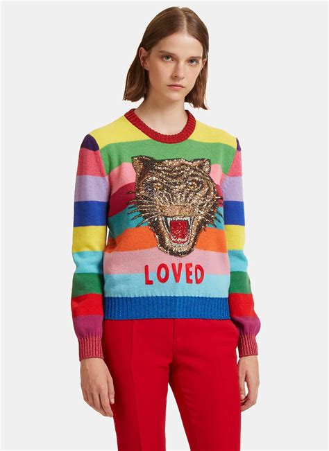 gucci sweatertiger|Gucci tiger sweater women.